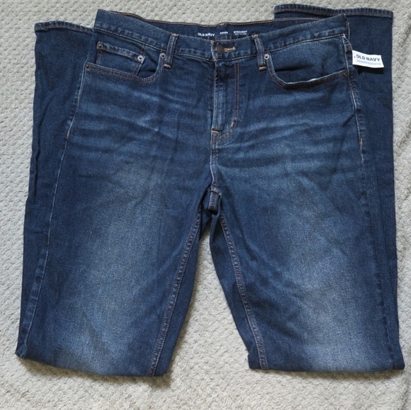 OLD NAVY Straight Built in Flex 34x38 Men's Denim Jeans Dark Wash Cotton - Picture 1 of 5